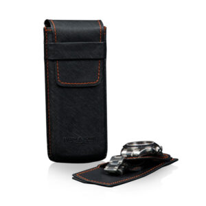 Watch Case Mondo Saffiano - Black/Orange